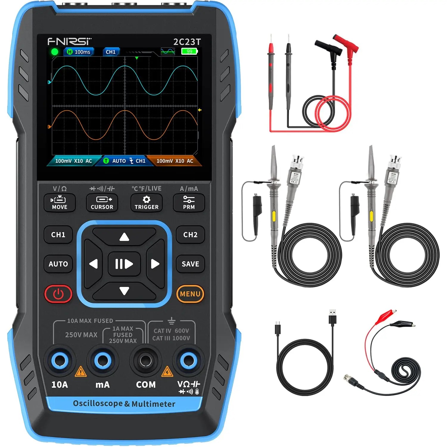 Fnirsi Digital Oscilloscope Handheld - 2C23T 3-in-1 Handheld Oscilloscoop Multimeter Signaalgenerator