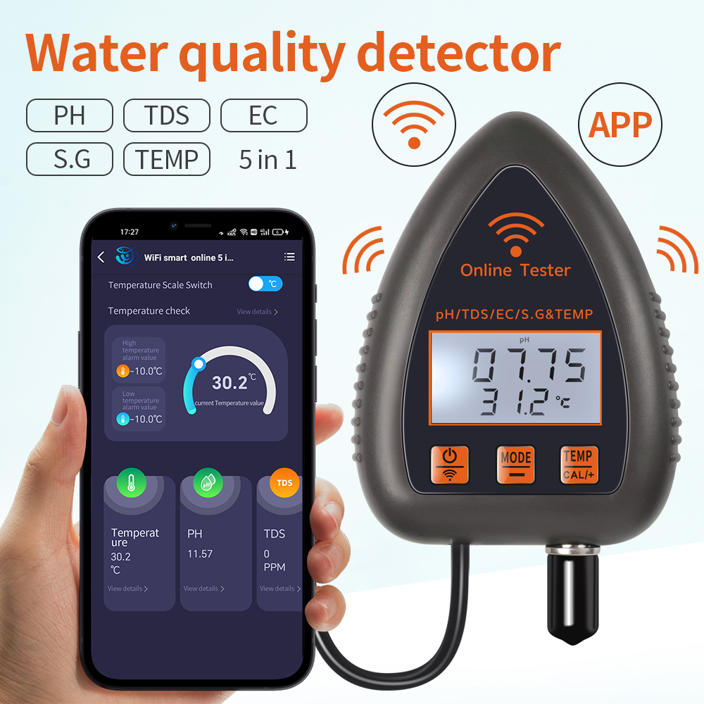 Tuya WiFi 5 in 1 TDS/EC/SALT/S - Ph Meter Digital Water Tester recensie en prijs
