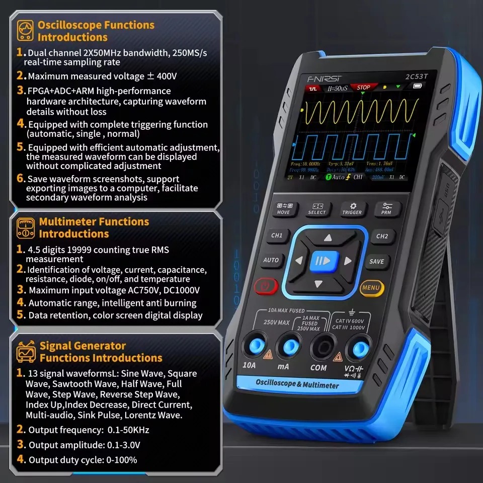 2C23T 3-in-1 Handheld Oscillos - Fnirsi Digital Oscilloscope Handheld recensie en prijs