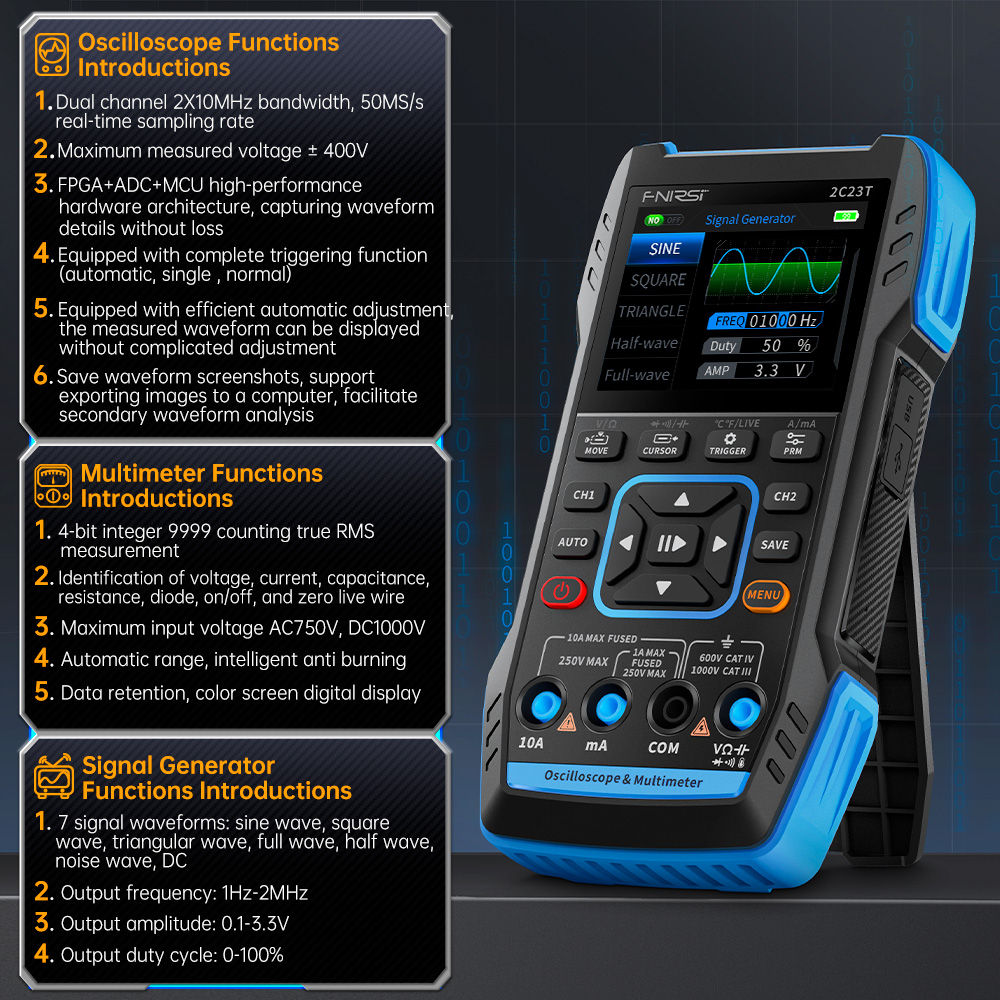 FNIRSI 2C23T Handheld Digitale - Fnirsi Digital Oscilloscope Handheld recensie en prijs
